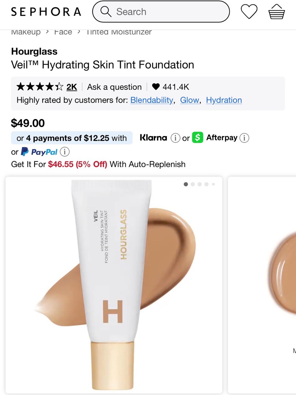 Hourglass Veil Hydrating Skin Tint #10 Medium w Netural Undertones NWT